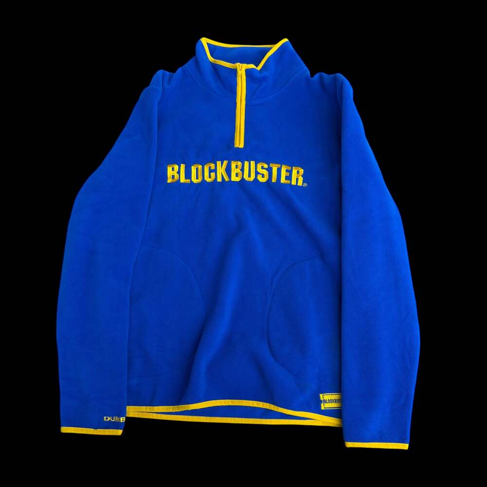 Blockbuster Video Logo Quarter-Zip Fleece Pullover Sweatshirt